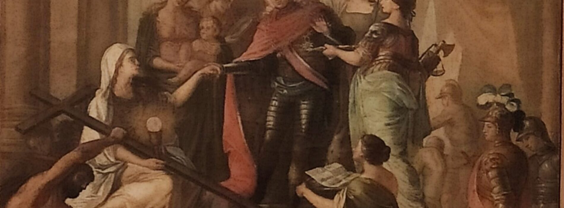 Ferdinando IV sorregge la fede, alla Reggia la tela con le Virtù
